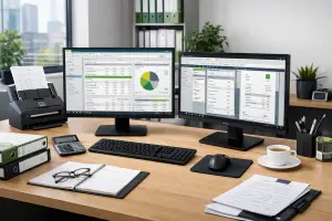 Moderne Steuerkanzlei mit mehreren DATEV-Arbeitsplätzen